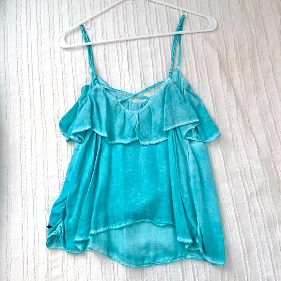 American Eagle Blue Ruffle Tank Sz. M - Picture 2 of 5